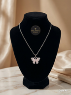 Silver Plated Butterfly Pendant Necklace | Dainty Layering Chain