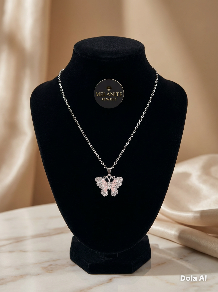 Silver Plated Butterfly Pendant Necklace | Dainty Layering Chain