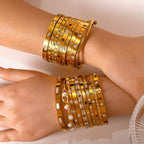 Titanium Steel Zircon Inlaid Bracelet | Crystal Bangle | Melanite Jewels
