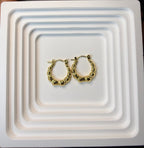 Gold Plated Stainless Steel Textured Hoop Earrings