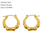 Gold Plated Stainless Steel Textured Hoop Earrings
